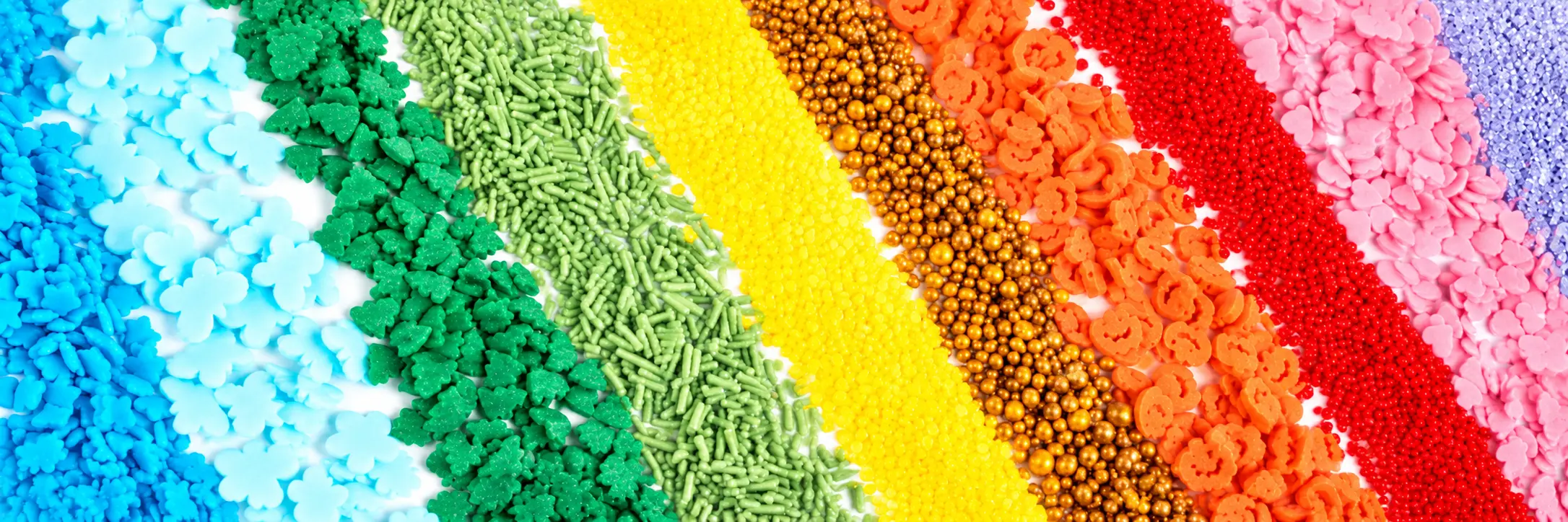 Colourful sugar decorations arranged in diagonal bands