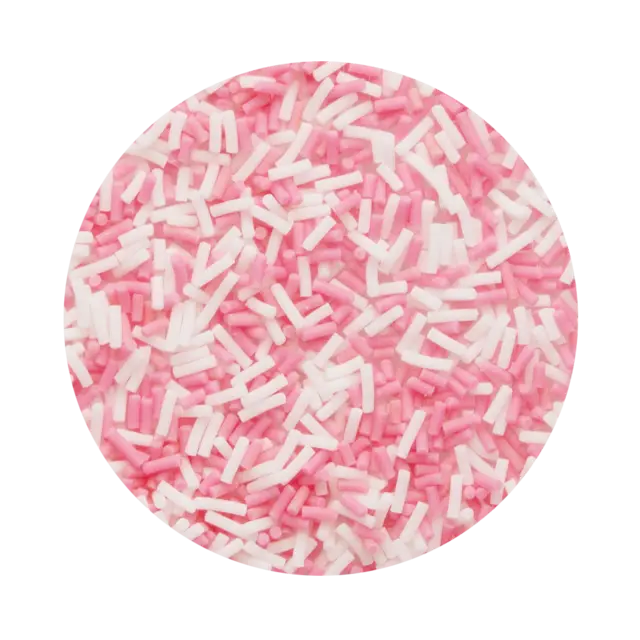 Pink and white sugar strands