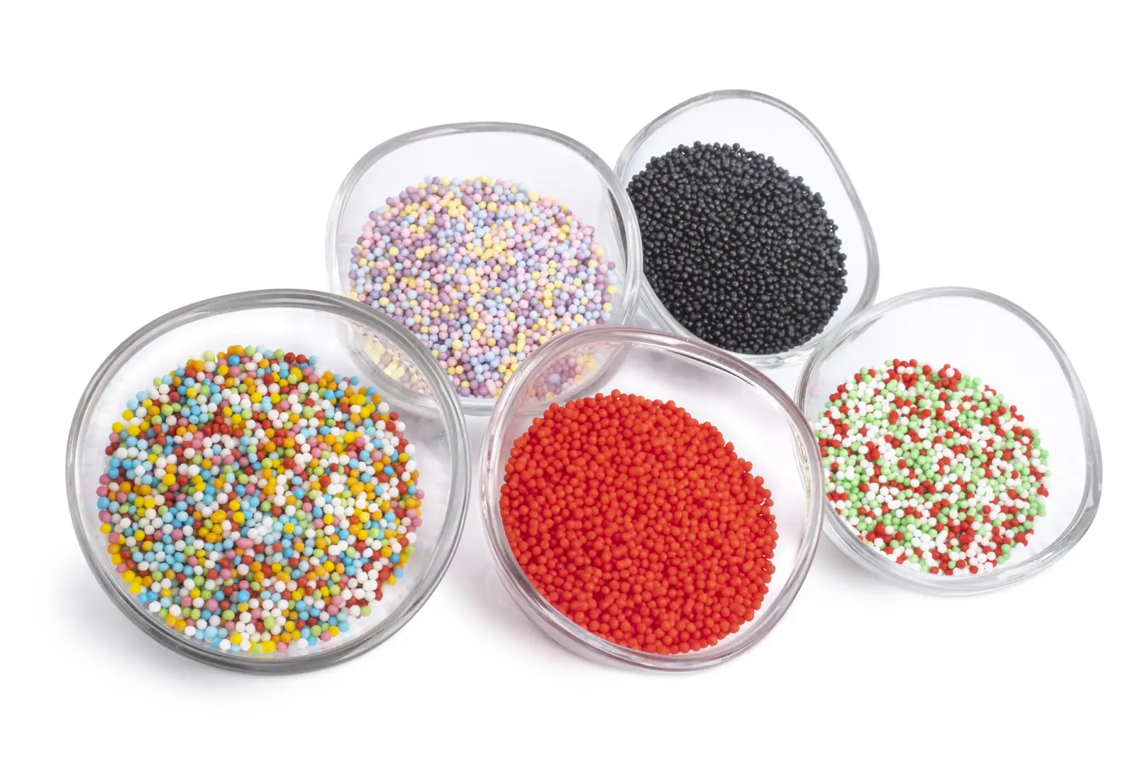Selection of Nonpareils products in glass bowls