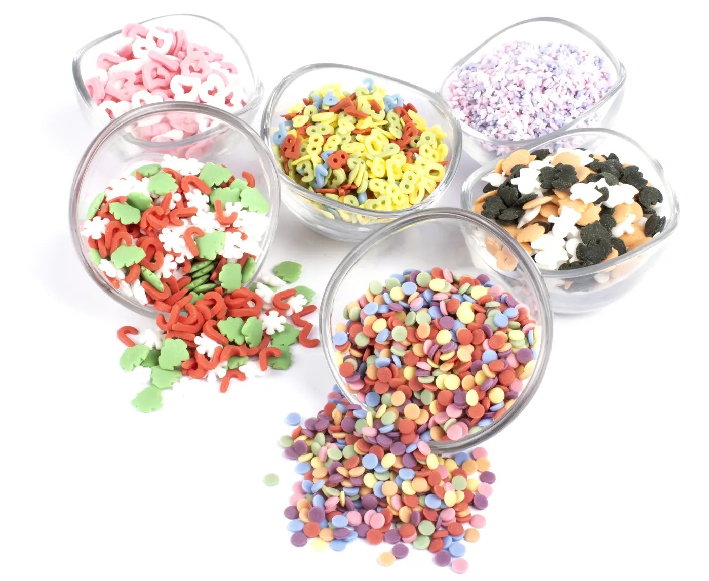 Selection of Sugar Shapes products in glass bowls